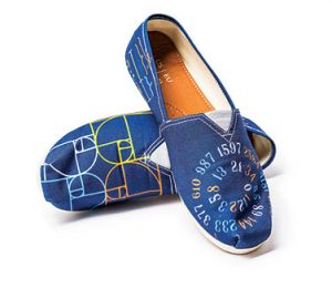 Shoes printed with the Fibonacci sequence