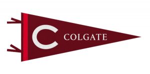 Colgate pennant showcasing the Colgate "C" and traditional maroon with complementary red color