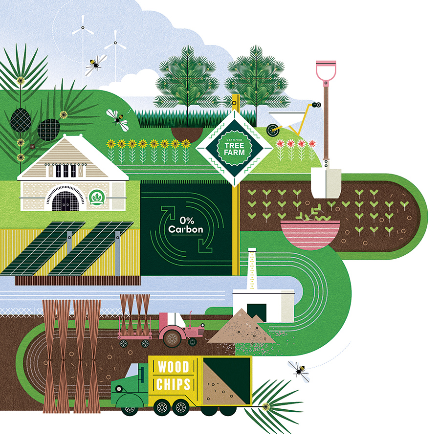 Illustration of sustainability features at Colgate