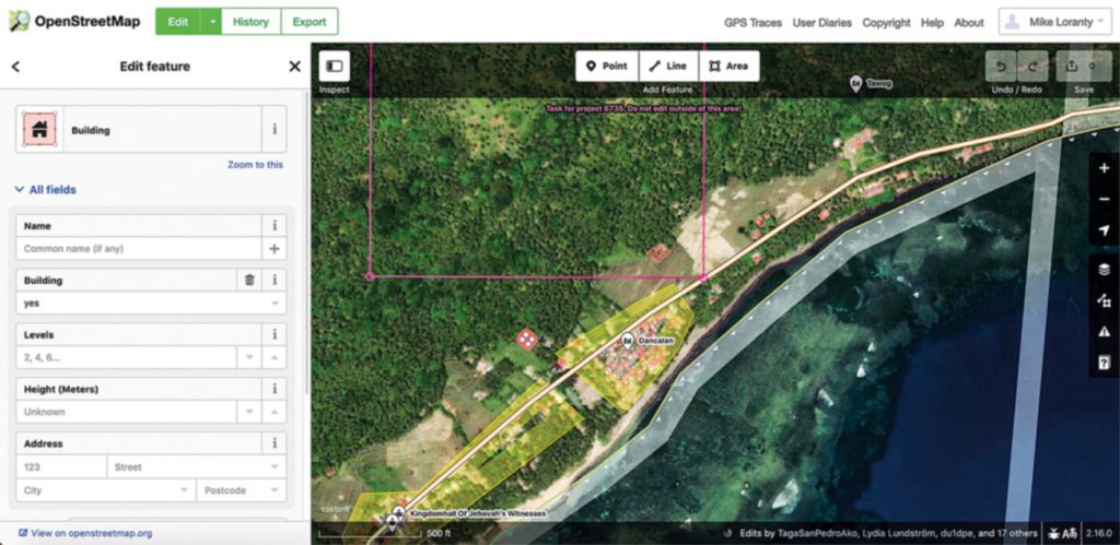 Screenshot of mapmaking software