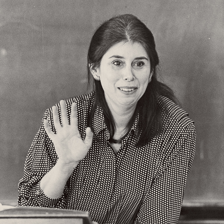 black and white photo of Jane Pinchin teaching