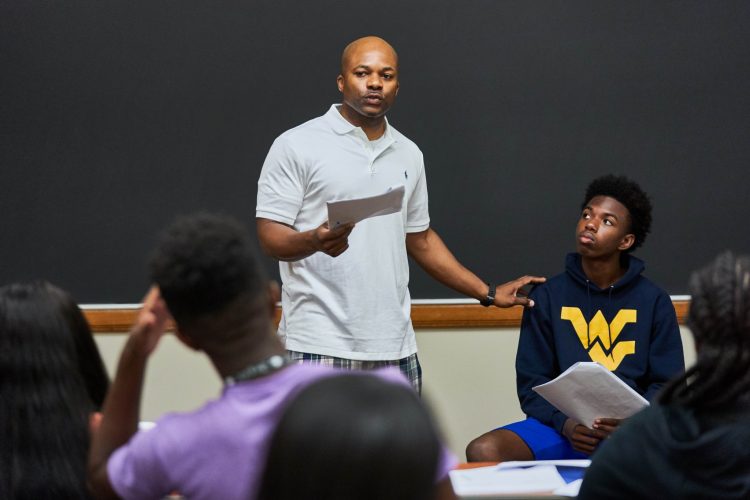 Jacques Michel '95 leads a Mock Trial class