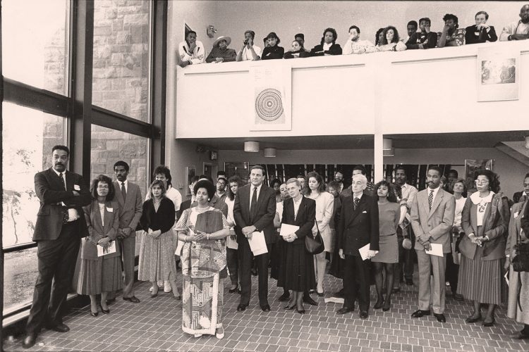 Crowd gathered at 1989 ALANA Cultural Center dedication