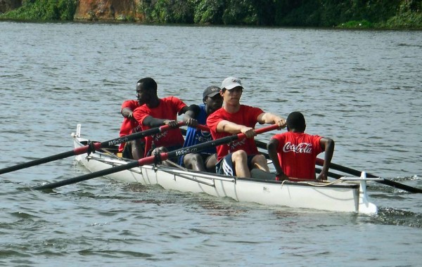 Matt Knowles rowing with the Ugandan Rowing Federation