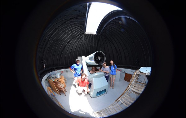 Students conducting summer research in Colgate observatory.