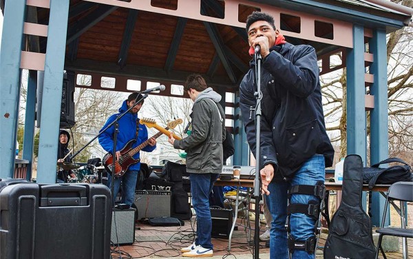 Students give musical performance on the Hamilton Village Green
