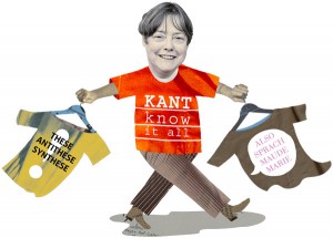 Illustration of Maudemarie Clark with several t-shirts