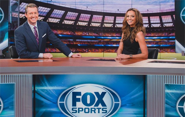 Rob Stone '91 with his co-host Kate Abdo on the Fox Sports TV set