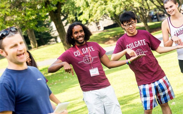 International students play a game of Gotcha at orienation.