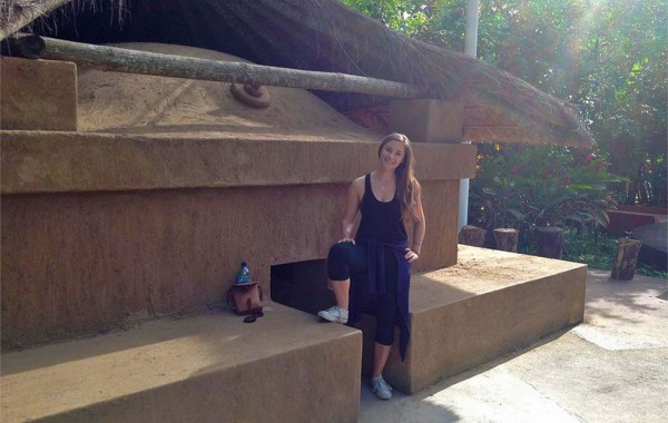Hannah Robinson ’11 outside a Mayan steam bath.