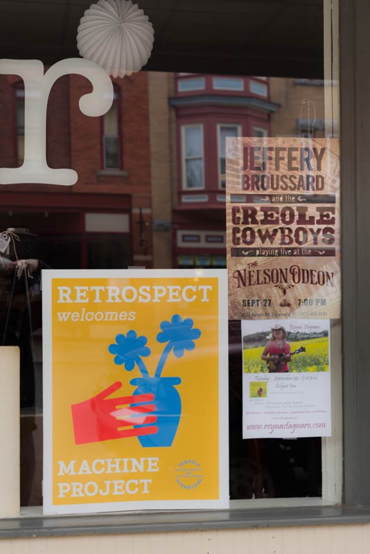 Retrospect storefront with Machine Project sign in the window