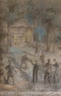 A Merrill House mural depicts the 13 men meeting at Olmstead House.