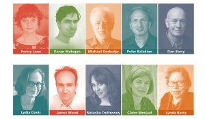 Poster of portraits of each Living Writers speaker