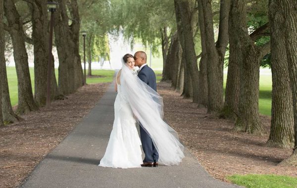 Ruthie Fish ’09 and Rodney Jehu-Appiah ’10 on their wedding day on Willow Path.