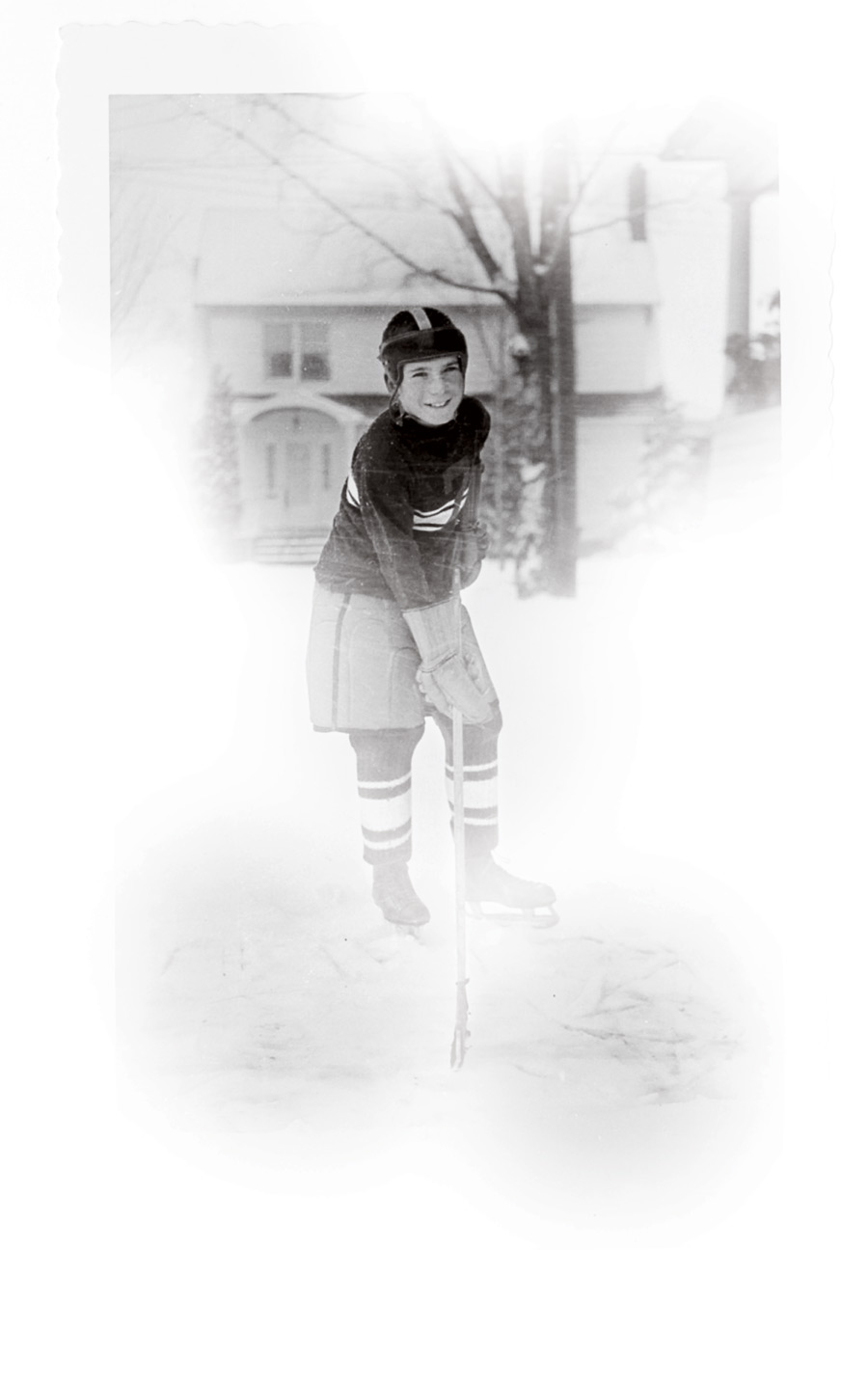 Childhood photo of Steve Riggs in hockey attire