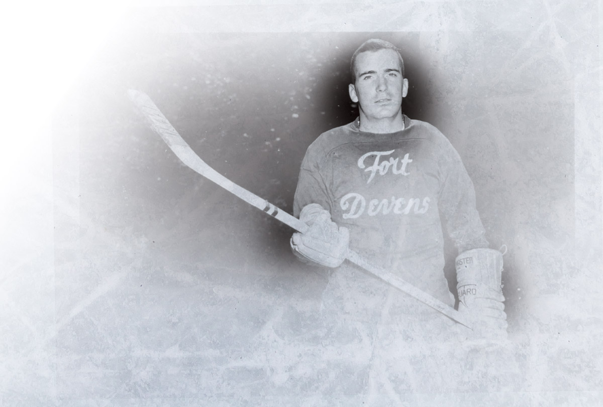 Steve Riggs in a Fort Devens hockey uniform