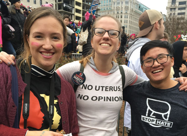 Students at the women's march