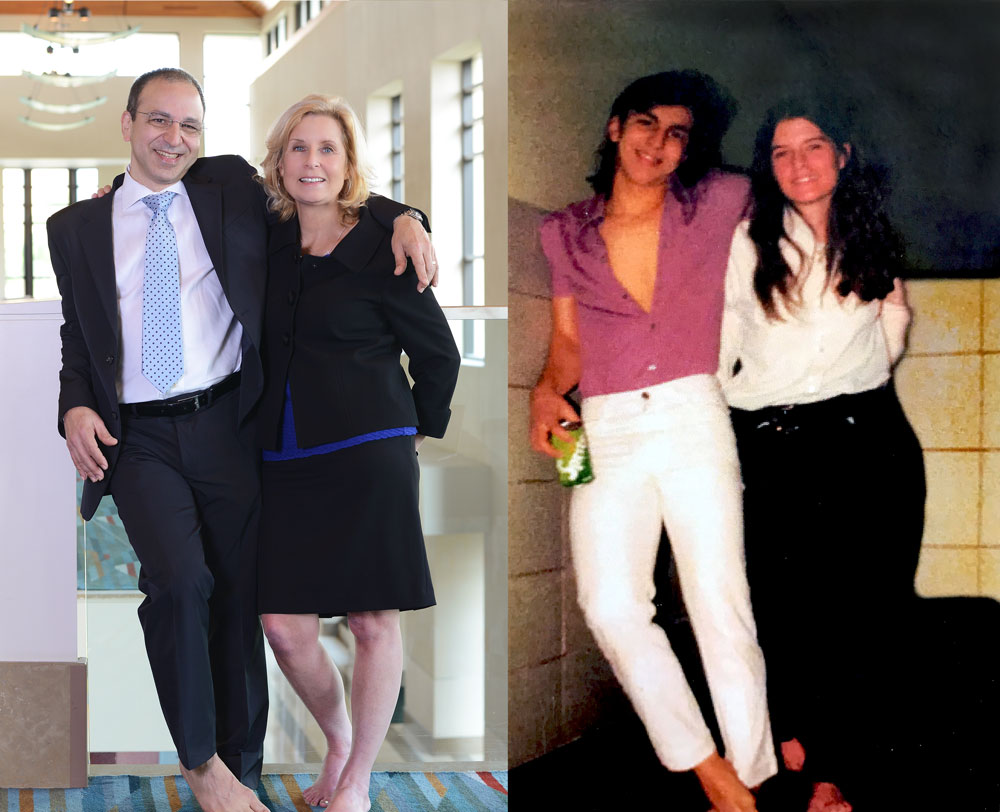 Side by side comparison of Dr. Ricardo Rodriguez ’76 and Mary Ann Chirba ’76 in 2016 and 1972