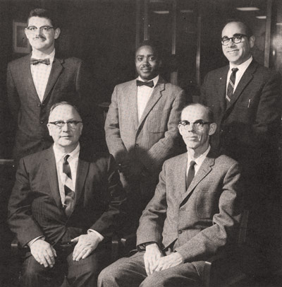 The five men of the Colgate physics department in 1965, including Tony Aveni