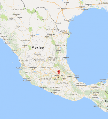 Map of Mexico, showing Xaltocan located nearby Mexico City.