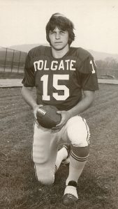 Brion Applegate ’76 in a Colgate #15 Jersey as a student