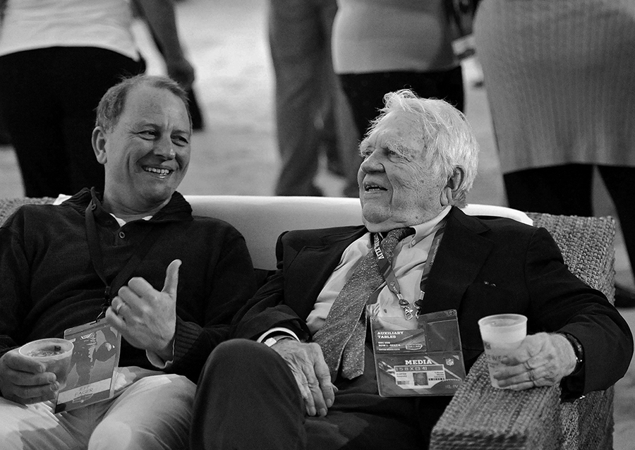 Jeff Fager CBS News and Andy Rooney CBS 60 Minutes at the WHO sales 2010 Super Bowl Party.