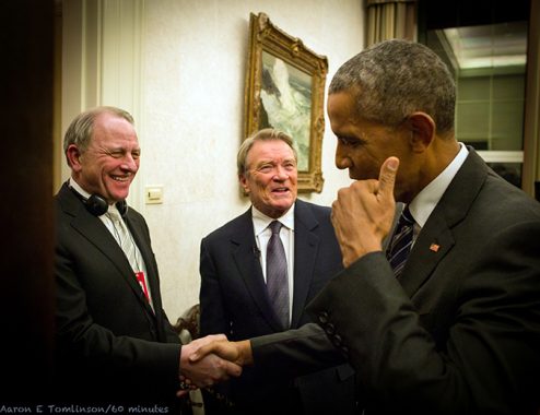 B President Barack Obama joked with Fager and Steve Kroft after his January 2017 exit interview that they would stop taking his calls once he left the White House.