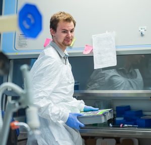 A.J. Ward '18 works on HIV research.