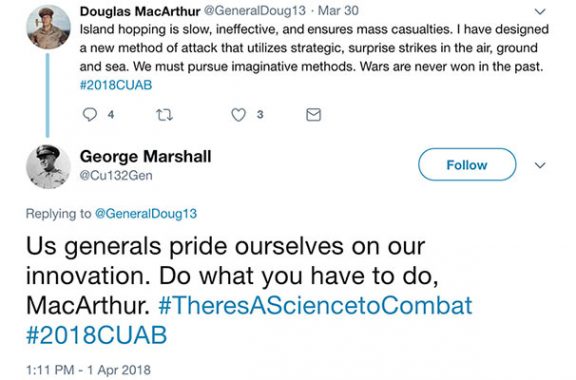 Screencap of twitter conversation between Douglas MacArthur and George Marshall
