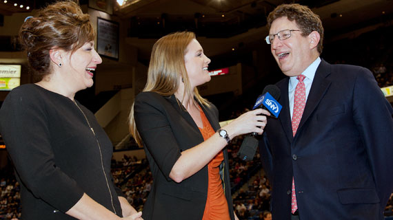 Colgate President Jeffrey Herbst and his sister, UConn President Susan Herbst, were interviewed by an SNY network reporter. 
