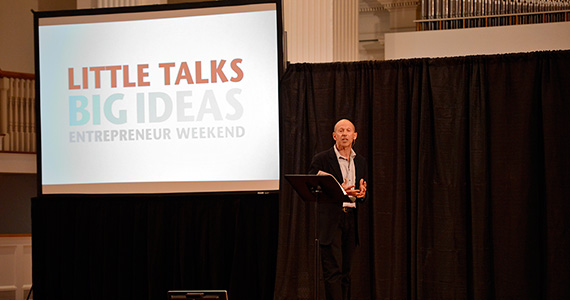 Andy Greenfield '74 launches the Little Talks, Big Ideas series. (Photo by Andy Daddio)
