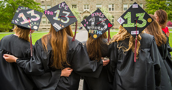 Many seniors wore the No. 13 on their mortarboards throughout commencement weekend. (Photo by Andy Daddio)