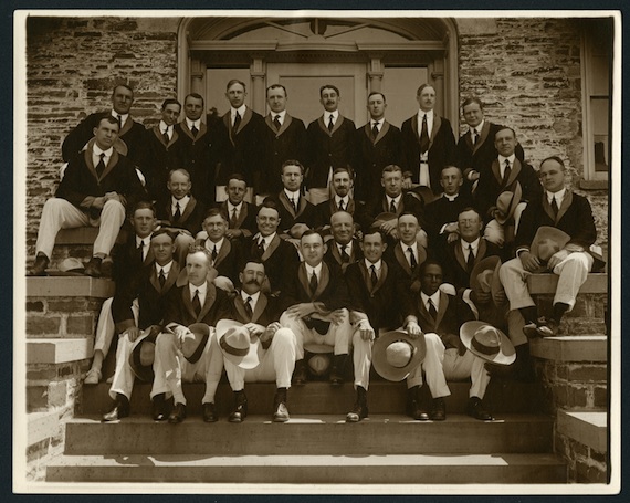 The class of 1905 celebrate in matching jackets