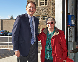 Colgate President Jeffrey Herbst and Hamilton Mayor Margaret Miller spoke about the cooperation that led to the introduction of natural gas to the campus and community. (Photo by Dylan Crouse '15)