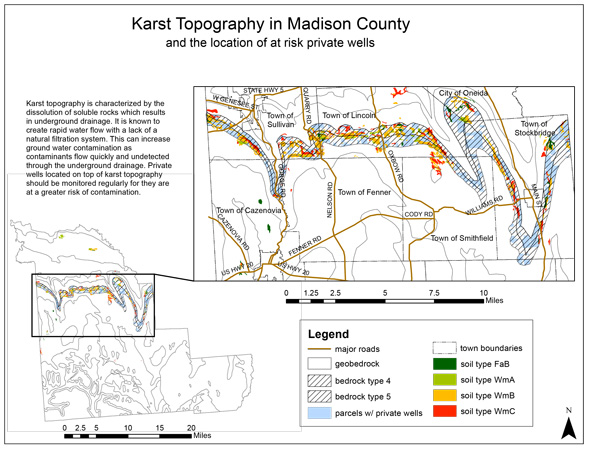 A GIS map of karst topography in Madison County, N.Y.
