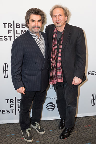 Filmmaker Joe Berlinger ’83 (left) and Professor Peter Balakian at the Tribeca Film Festival. 