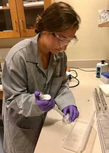 Lindsey Wiley ’20 works with lab equipment