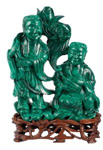 sculpture carved in malachite of two figures