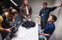 Joe Berlinger and actors on set of his new movie