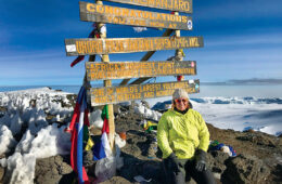 Sharon Feeney ’92 at the summit of Mt. Kilimanjaro