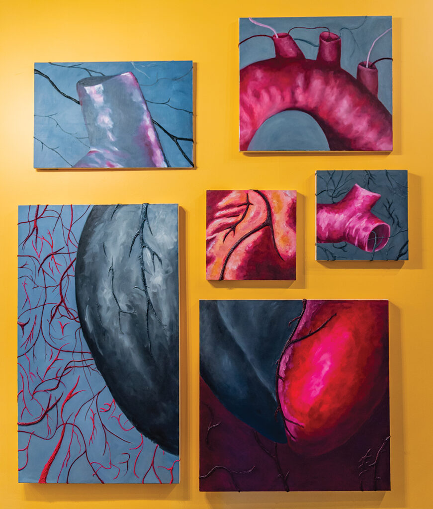 Multi-canvas artwork depicting parts of a heart.