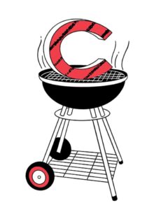 Illustration of a small charcoal grill