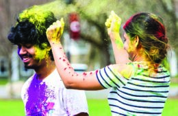 Students celebrating Holi
