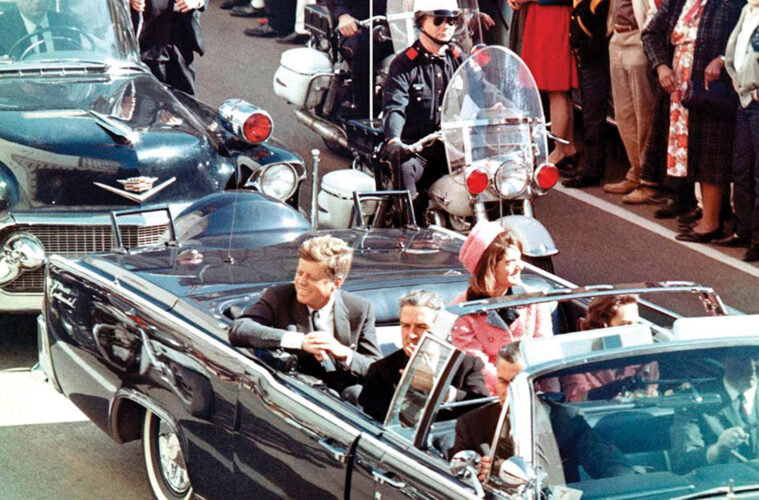 President Kennedy in the limousine in Dallas, Texas, minutes before the assassination.