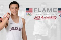 Portrait of Oliver Moe '19 with FLAME graphic