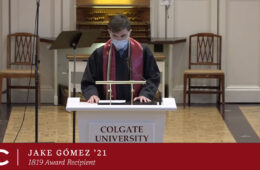 Jake Gomez '21, 1819 Award Winner, speaks at the Chapel Podium at the Baccalaureate Service