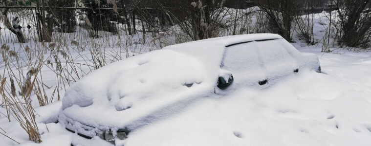 car trapped in snow