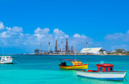 oil refinery on Caribbean beach