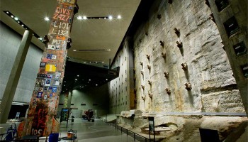 Retaining wall in the 9/11 Memorial Museum