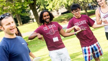 International students play a game of Gotcha at orienation.